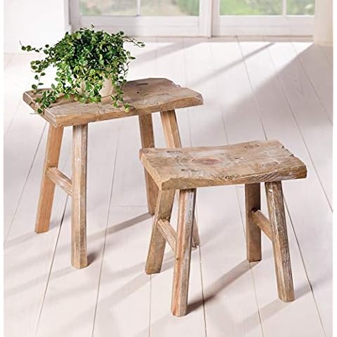 Dekoleidenschaft 2 Holz-Hocker Rustikal im Antik Stil Cover