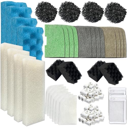 46-Pack Aquarium Maintenance Media Kits Replacement for Fluval 306/307 Performance Canister Filter Includes Nitrite-Absorbing Filter Pad/Phosphate-Absorbing Filter Pad/Ammonia-Absorbing Pad