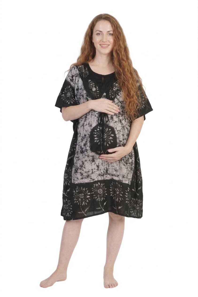 Pure Cotton Kaftan Nighty for Women | Pre & Post Pregnancy Kaftan Maxi for Women | Kaftan Night Gowns for Women | Cotton Nighty for Women Stylish |-image-29