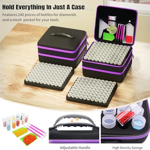 Kit de diamond painting con 240 botellas y organizador para pintura de diamantes 2