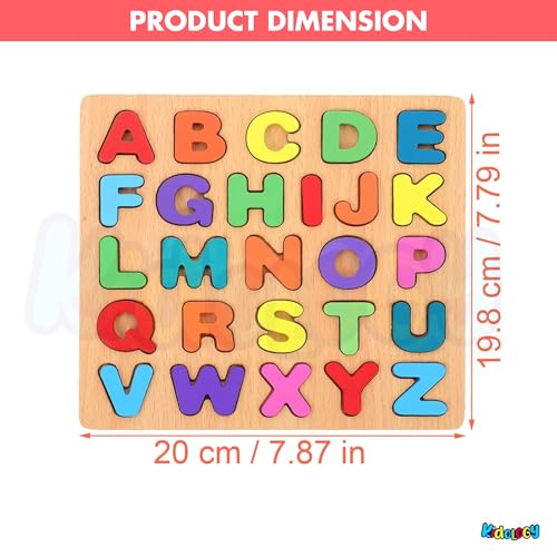 Image of Kidology Wooden Puzzles for Toddlers for Kids Preschool Learning Toys, Wooden Montessori Toddler Puzzles Wooden Alphabet, Number, Shape Puzzles for Kids 2-4 Years Old (Alphabet Puzzle)