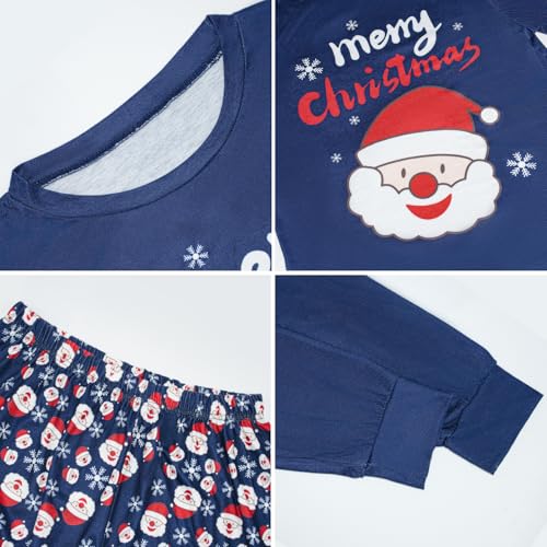 Christmas Pajamas Set Sleepwear Nightwear Adult Women Men Cotton Long Sleeves Pajamas Fun Print Snowman Santa Claus3