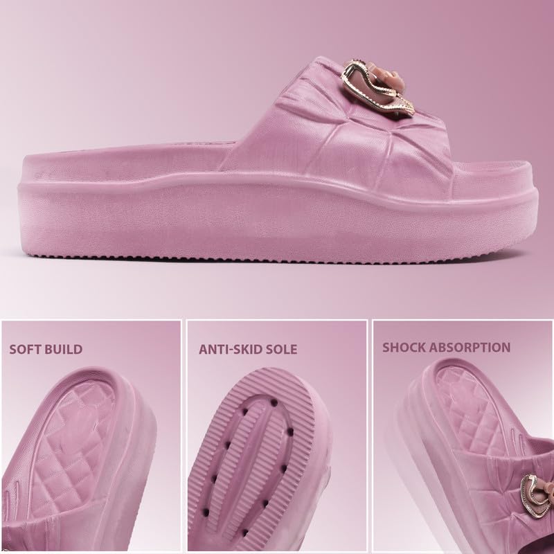Image of Richmen Women's EVA Sliders Slippers | Lightweight Anti-Slip Soft Cushioned Bathroom & Home Slides | Stylish Design Comfortable Indoor Outdoor Flip Flops for Ladies