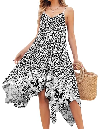 Image of Chigant Women's 2026 Summer Dress Casual Boho Sundress Spaghetti Strap Swimwear Cover Up Beach Flowy Midi Vacation Dresses