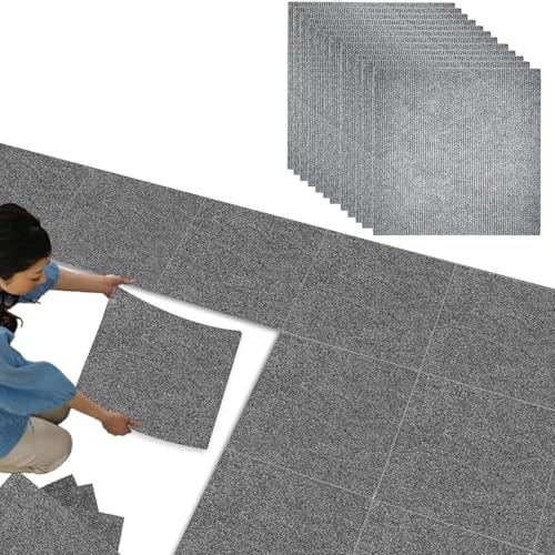 20 Piezas Moqueta Adhesiva para Sillas 30x30 cm, Protección del Suelo para Salón, Dormitorio, Oficina y Hotel, Alfombrilla Antideslizante y Protectora
