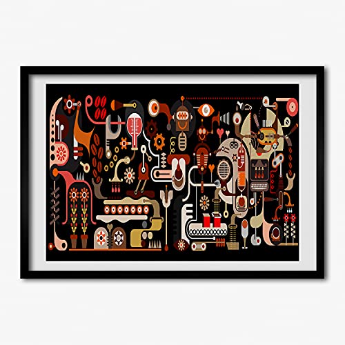 Peinture moderne Produkcja De Café Tulup 70x50 cm : habillez vos murs vides avec ce cadre en bois