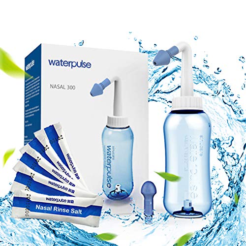 Neti Pot Neilmed Sinus Rinse Bottle 300ml Nasal Rinse Kit Nose Wash Cleaner Nasal Irrigation for Adult & Kid (with 2 Nozzles &30 Nasal Since Salt Packets)