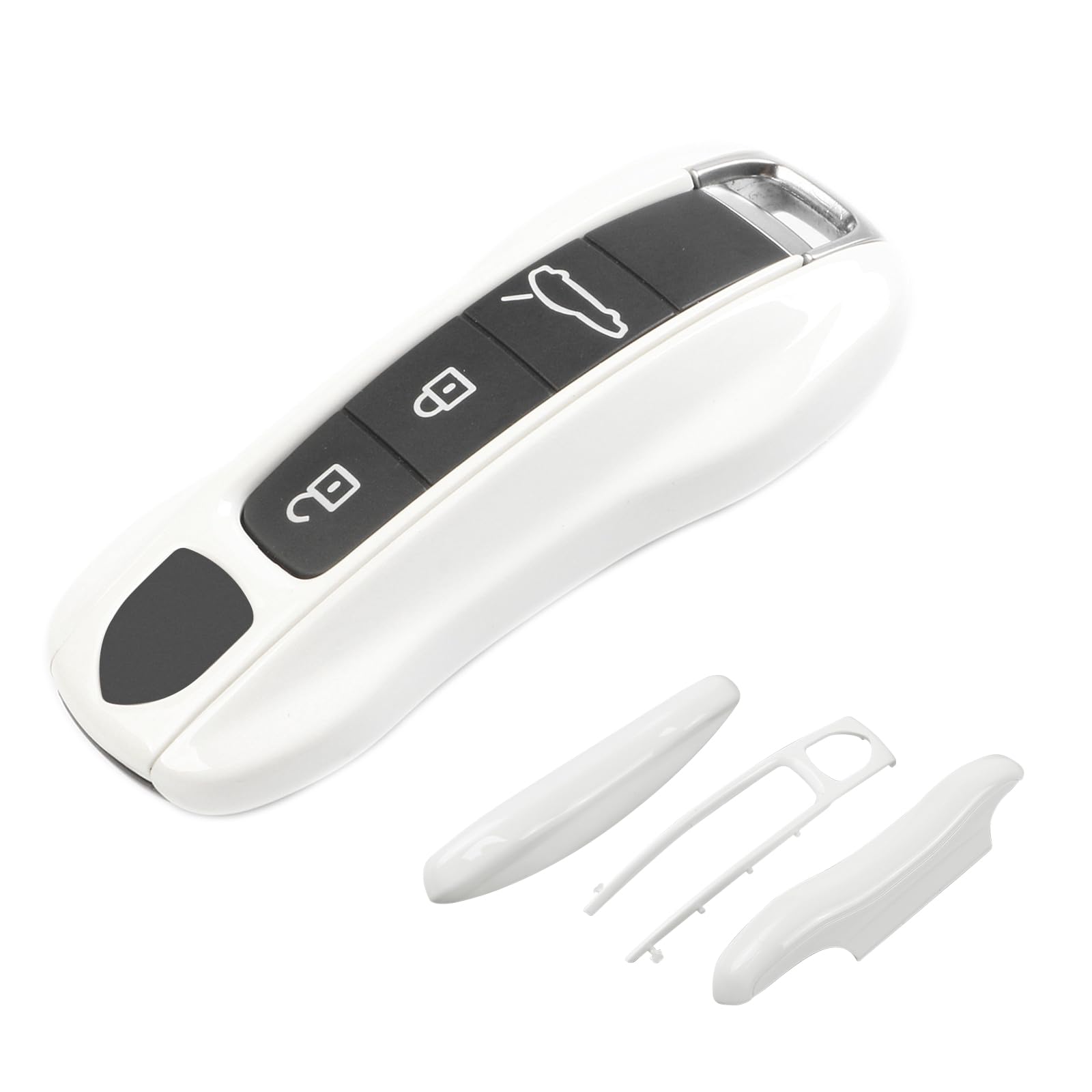 Aojezoor Pearl White Key Fob Cover Compatible with Porsche Key Shell Key Fob Shell Replacement Compatible with Porsche Cayenne Panamera 911 718 Macan Boxster Cayman