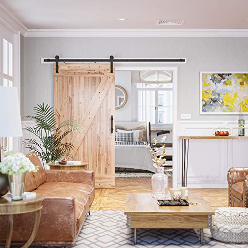 Image of SMARTSTANDARD 8ft Sliding Barn Door Hardware kit, Fit 42-48 inch W DoorPanel