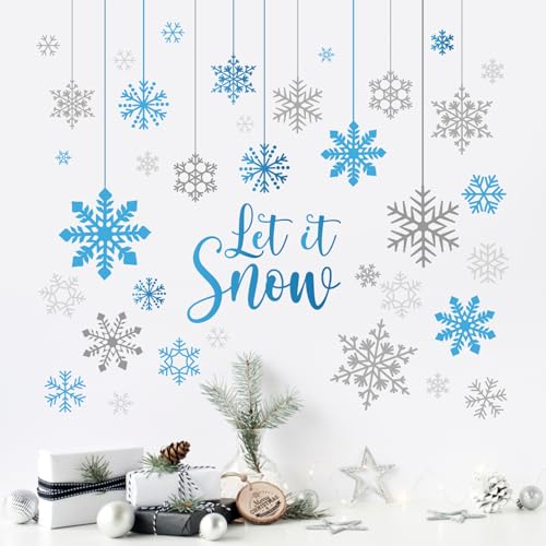 Vinilos Decorativos Mfault Copos de Nieve Azul Gris Invierno miniatura 6