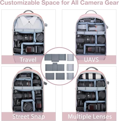 Mochila para cámara DSLR Rosa con protección impermeable miniatura 6