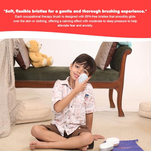 Image of Abley's Therapressure Therapy Brush| Deep Pressure Sensory Tool for Autism, SPD & ADHD | Medium-Deep Pressure Stimulation for Calming, Focus & Occupational Therapy Support (Blue)