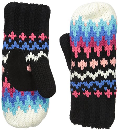 isotoner womens Chunky Cable Knit Sherpasoft Winter Mittens, Black Pattern, One Size US