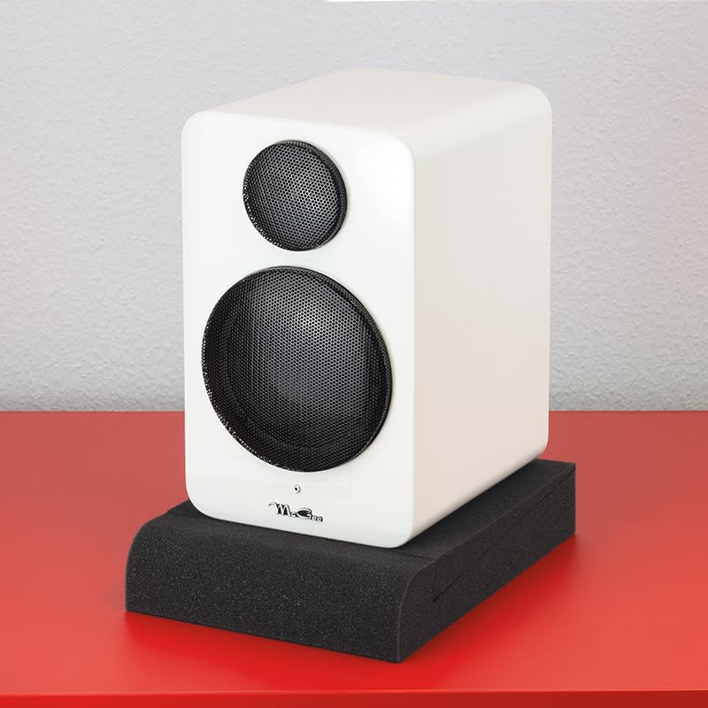 Dynavox 2 Placas absorbentes de Espuma para Altavoces de estantería/monitores de Estudio, Reduce Las Vibraciones en la Superficie de la Carcasa