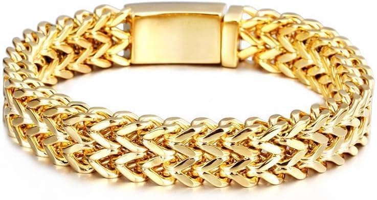 Miami Cuban Bracelet 18K Gold Men's Solid Bracelet Mesh Fashion Hip Hop Jewelry Gift for Father, Husband's Birthday, New Year's Gift