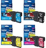 Genuine Brother LC65 (LC-65) High Yield Color (BK/C/M/Y) Ink Cartridge (LC65HYBK, LC65HYC, LC65HYM, LC65HYY) 4-Pack for Brother MFC-5490CN, MFC-5890CN, MFC-5895CW, MFC-6490CW, MFC-6890CDW