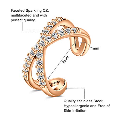 Lauritami Fake Earrings Cuffs Cz Cubic Zirconia Cartilage Earring Stainless Steel Ear Cuff Huggie Piercing Non Pierced Ear Clip For Women #TOP2