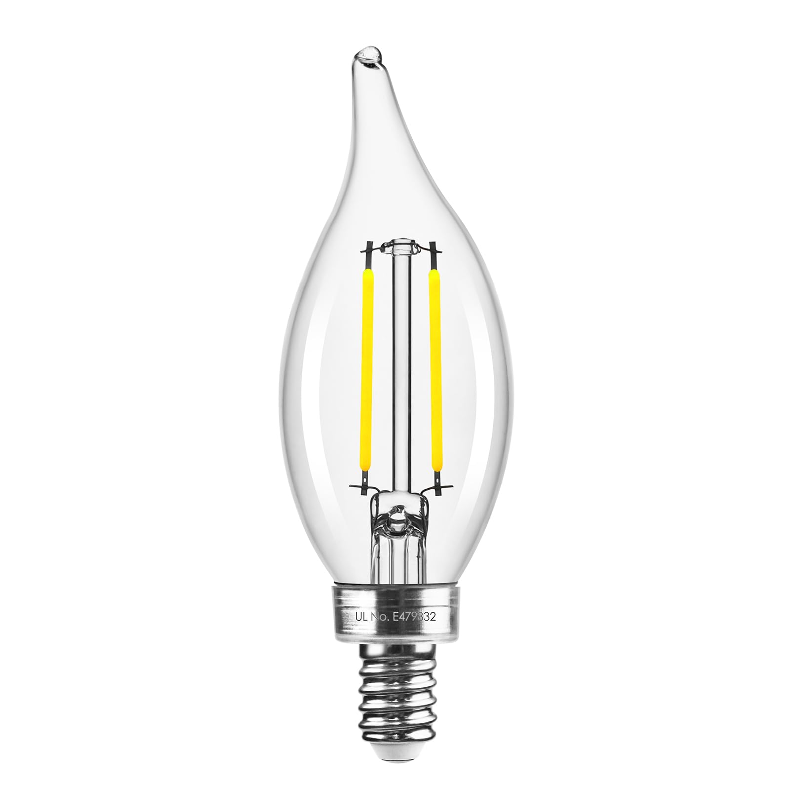 Hizashi E12 Candelabra Bulbs 60 watt Equivalent 90 CRI E12 LED Bulb Dimmable Flame Tip Chandelier Light Bulbs
