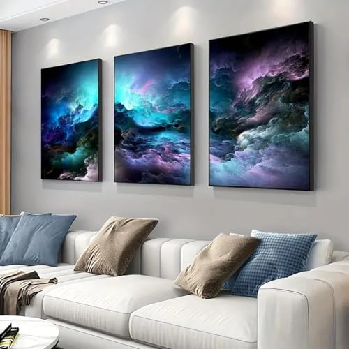 Peinture abstraite nuages colorés haut de gamme sur toile canvas 60x90cm sans cadre