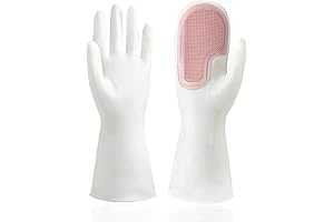 2 in 1 Magic Scrubbing Gloves with Silicone Dishwashing Sponge for Kitchen Cleaning