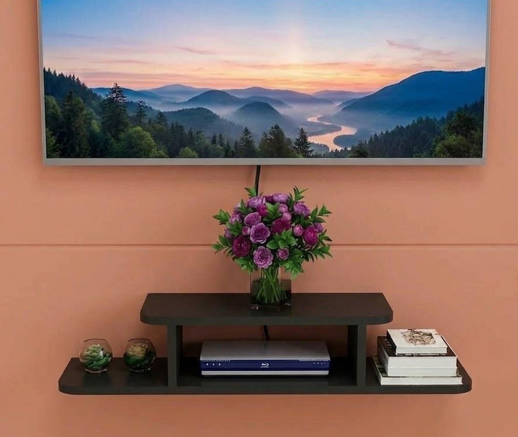Space Saving MDF Wall Shelf for TV | Set Top Box Holder, Router Stand & Media Storage Rack-image-36