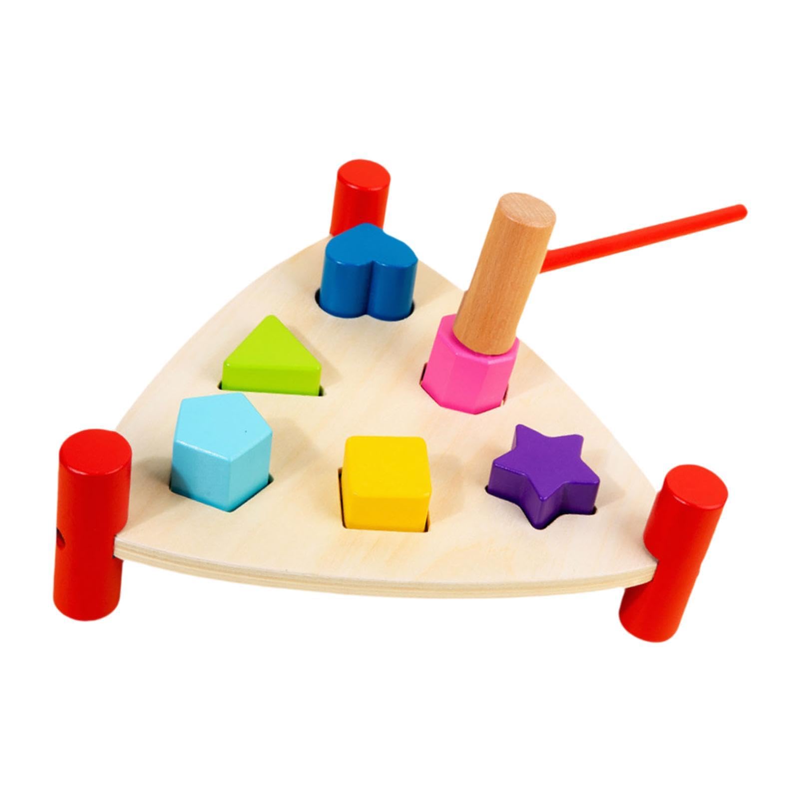 Holzspielzeug Schlagbank Hammerbank Motorikspielzeug Holzklopfbank mit Holzhammer Pädagogisches Spiel für Jungen Und Mädchen für Zuhause Vorschule All, Dreieck