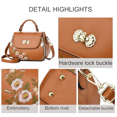 Bolso Satchel Bordado Ligero para Mujer miniatura 3