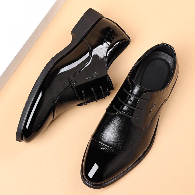 Men's Fashion Patent Leather Dress Shoes, Black Business Shoes, Designer Platform Shoes, Wedding & Formal Dress Shoes, Stylish Lace-up Shoes, for Men2