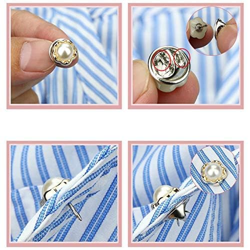 Image of ARLICORPING 20Pcs Women Shirt Brooch Pearl No Sew Button Pins Instant Jeans Safety Pin