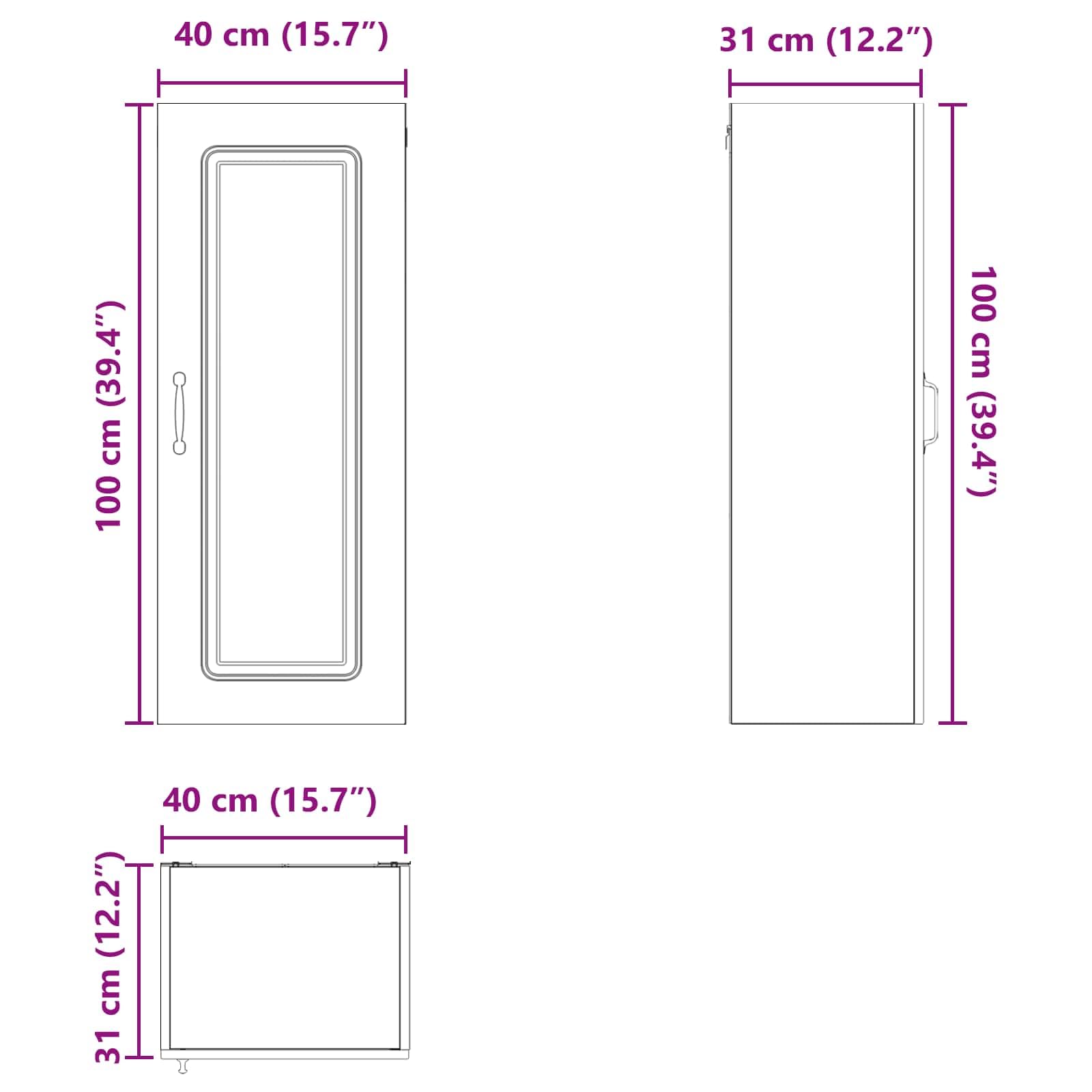 Mobile da cucina in legno, 40 x 31 x 100 cm, con 3 ripiani, 1 anta, per dispensa, stile credenza per interni