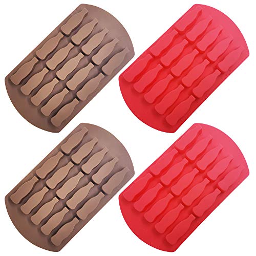 Sonku Lot de 4 moules à 15 cavités en silicone pour chocolat, bonbons, gelée, mini savon, rouge et marron Cover