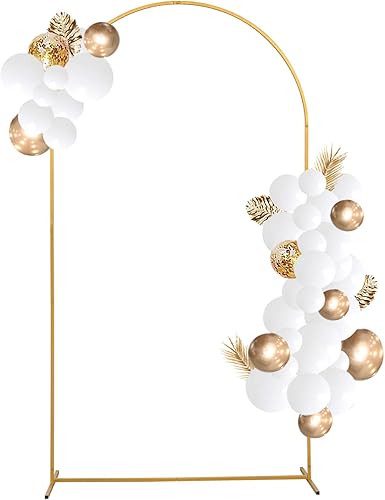 Soporte de arco de fondo dorado de 7.2 pies, arco de globos, reutilizable, marco de arco para boda, ceremonia, fiesta de cumpleaños, decoración de