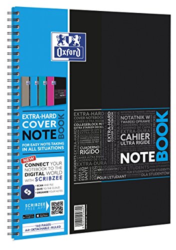Oxford Notebook A4 Studium Hardcover Collegeblock liniert, 80 Blatt, 5 Stück mit 4 Farben