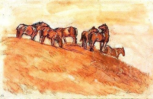 Cuadro de caballos estilo lienzo vintage de 60x90cm: pintura mural decorativa para salón y hogar