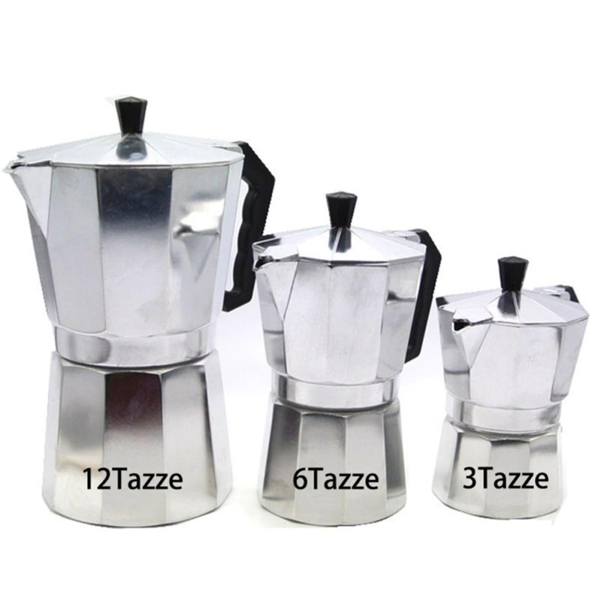 Cafetera Italiana de Aluminio Octagonal Estilo Europeo Capacidad de 600ml para 12 Tazas, Lista en 3-4 Minutos y Fácil de Llenar