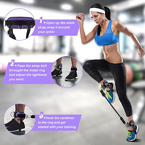 Bbtops Booty Ankle Resistance Bands With Cuffs,Ankle Strap With Resistance Bands,Adjustable Comfort Fit Neoprene, For Hip Glutes Exercises,Resistance Bands For Women Workout Fitness Pilates Purple #TOP2