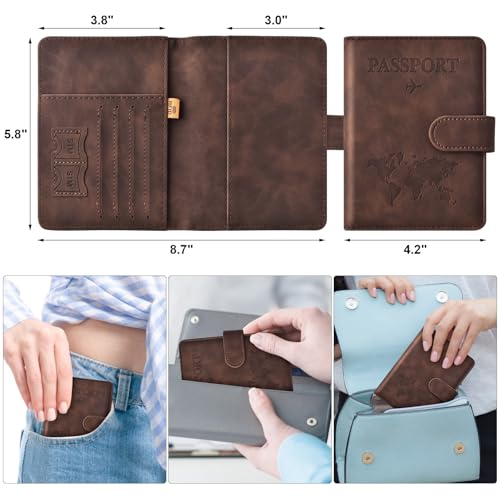 Image of Eoehro Passport Holder for Travel Essentials, Passport Wallet Cover Case for Travel Must Haves Accessories,Passport Book Holders for Women and Men(coffee)