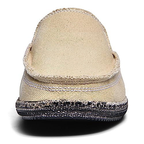 Image of CASMAG Men's Casual Cloth Shoes Canvas Slip on Loafers Vintage Boat Shoes | Breathable material, lightweight, Easy slip on & off, Comfortable, Non-Slip, Fashionable