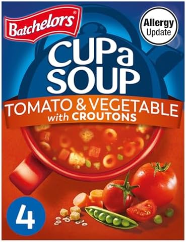 Batchelors Cup a Soup Tomato & Vegetable with Croutons Instant Soup Sachets, 4 Sachets, 104 g (Pack of 1)