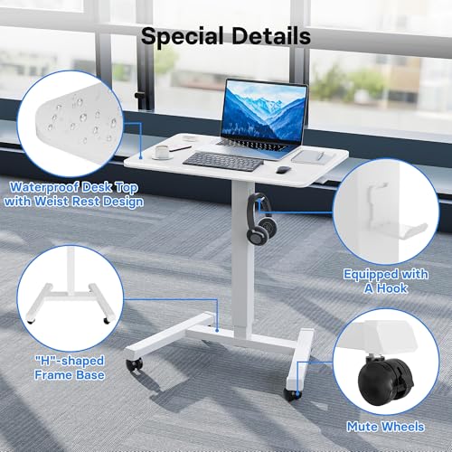 image for BONTEC Gas Spring Mobile Stand Up Desk, Rolling Standing Desk, Laptop 
