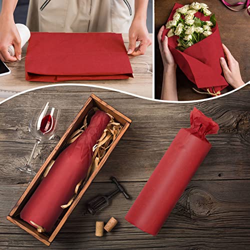 Image of 100 Sheets Red Tissue Paper Artdly 14 x 20 Inches Red Wrapping Paper Bulk for Weddings Birthday DIY Project Wrapping Crafts Decor