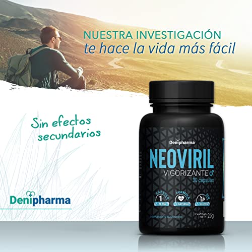 Neoviril – 30 Cápsulas - Potenciador Masculino Natural con Tribulus, Maca, Ginseng y Zinc - Mejora Potencia, Deseo y Resistencia - 1 Cápsula al Día | DENIPHARMA