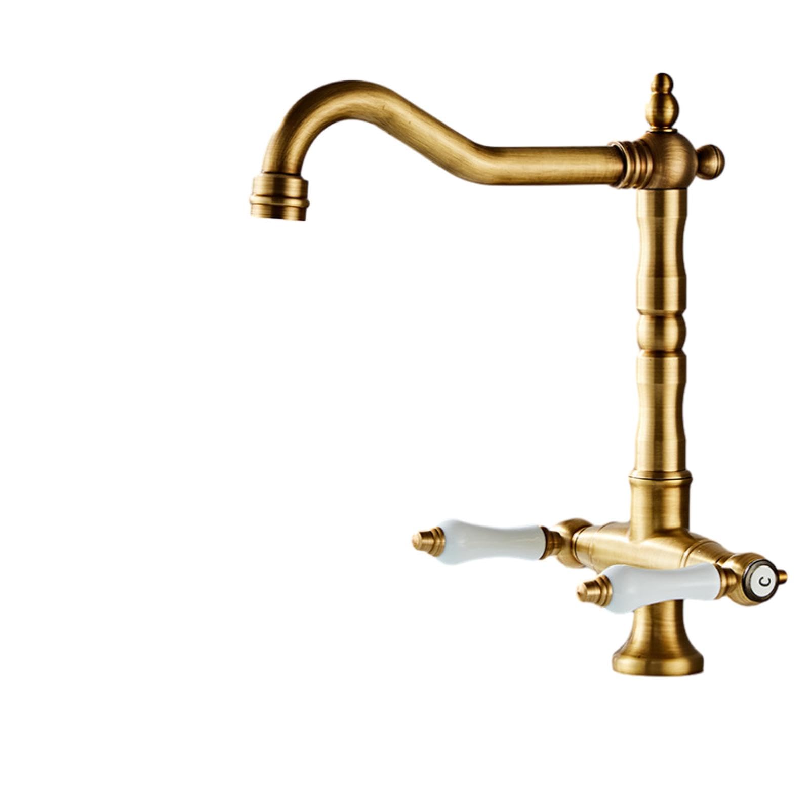 ZYCHSJXA Kitchen Sink Faucet All-Copper Black Hot and Cold Above Counter Basin Under Vegetable Cabinet Double Handle Antique Style