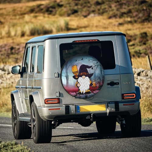 Image of Halloween Gnome Spare Tire Cover Weatherproof Universal Halloween Decorations Wheel Protectors Wheel Covers for Rv Camper Travel Trailer SUV Truck 17 Inch