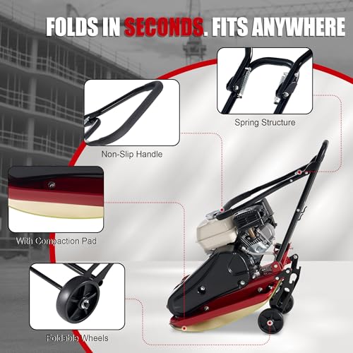 Specraft 21\" x 17\" Plate Compactor, 5.5 HP Engine and Compactor Pad, 5500 VPM 2922 lbs Compaction Force, Ideal for Asphalt, Walkways, Soil, Landscaping - Thumbnail 6