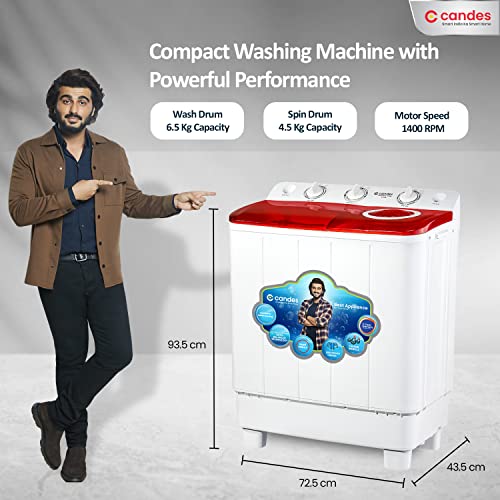 Image of Candes 6.5 kg washing machine semi automatic | Multi Washing Method | Low Water Conusmption | 5 Year Warranty on Moter | (CTPL65PL1SWM), Marron Red 2023 Model