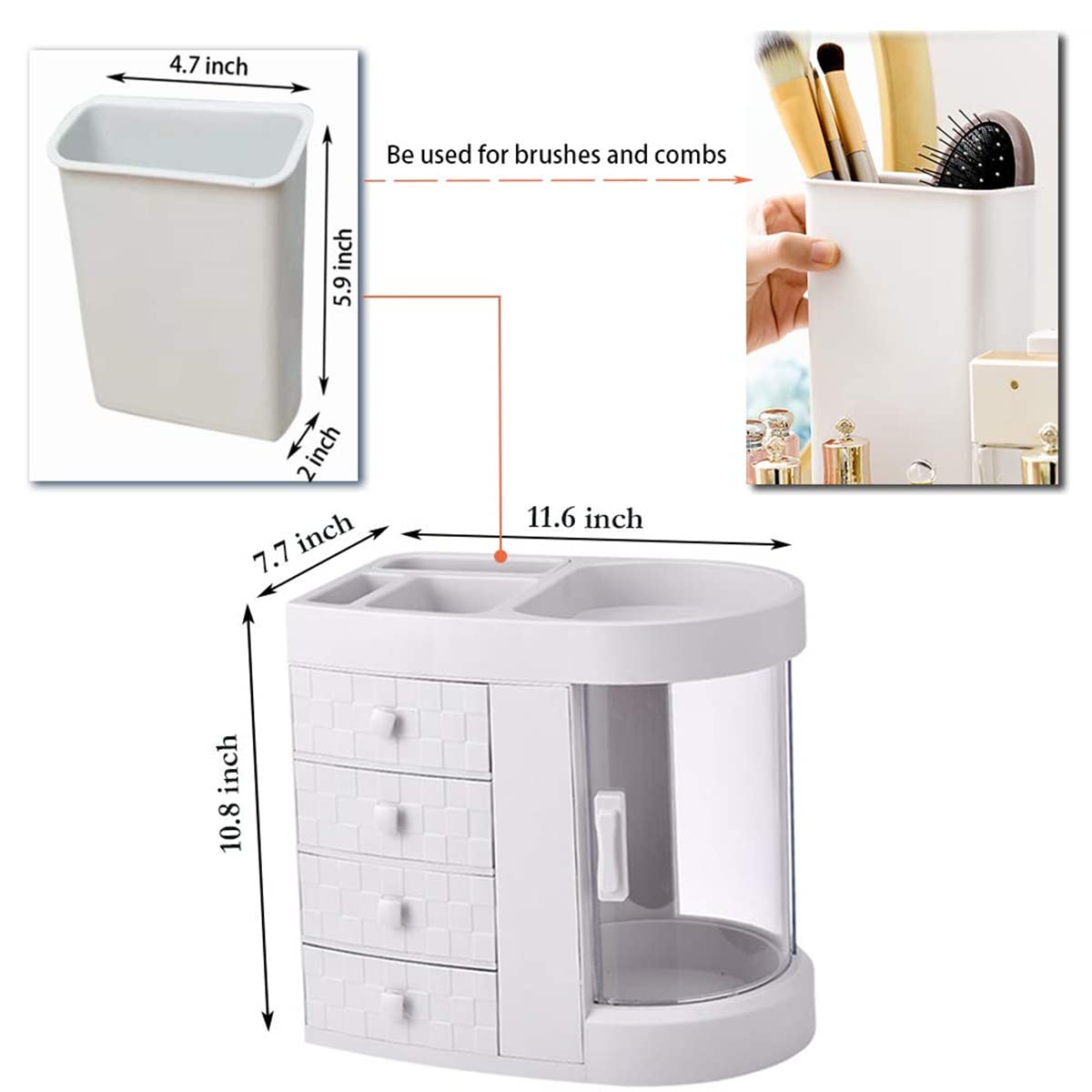 Organizador de Maquillaje Cajas de exhibición de Almacenamiento de cosméticos Estante Moderno para Productos de Cuidado de la Piel y joyería con 3 cajones,Almacenamiento de cosméticos para tocador,