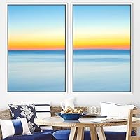 2 Piece Framed Canvas Wall Art Colorful Sky and Mountain Landscape Canvas Prints Home Artwork Decoration for Living Room,Bedroom - 16