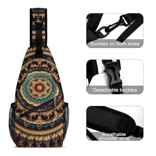 Flowers And Horses Hand Drawn Sling Bag for Men Women - Adjustable Crossbody Chest Backpack, 15" Travel Hiking Fanny Pack3