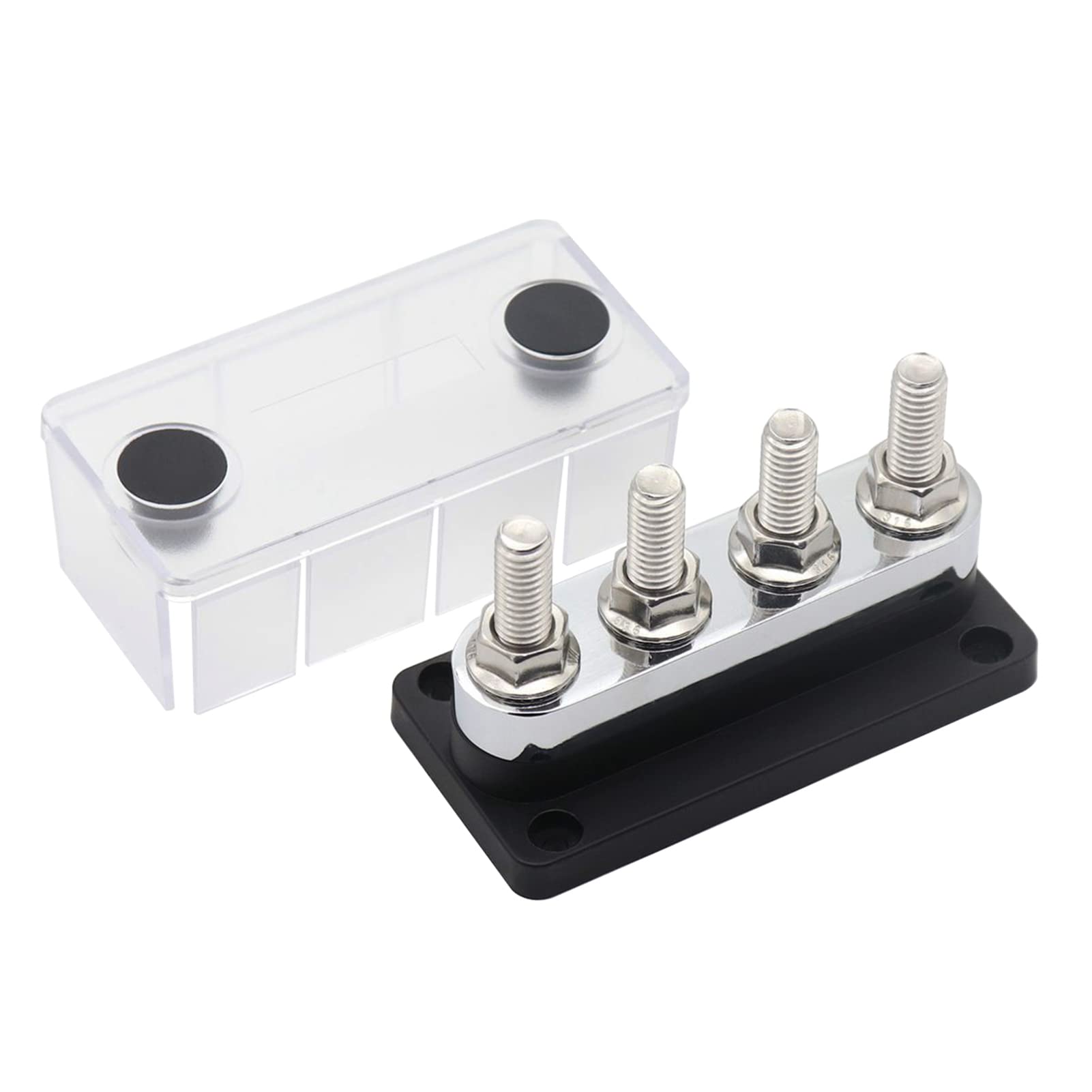 600A BUSE DE Distribution POWER 4 X 3/8 POSTS 48V DC Bus BORD 600A Distribution d'alimentation Board Bus Barpail BOST BOST BOST4 X 3/8 48V DC BUSBAR BOXBUSBAR (BLACK)